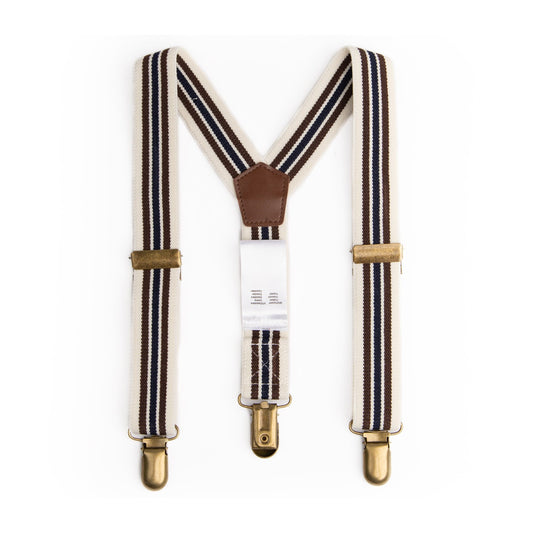 Noukie's Accessories O/S Cream and navy suspenders