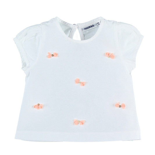 Noukie's Dresses + Skirts White Short Sleeve T-shirt with Peach Flowers