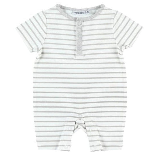 Noukie's One-Pieces 6m Grey Striped Short Sleeve One-piece