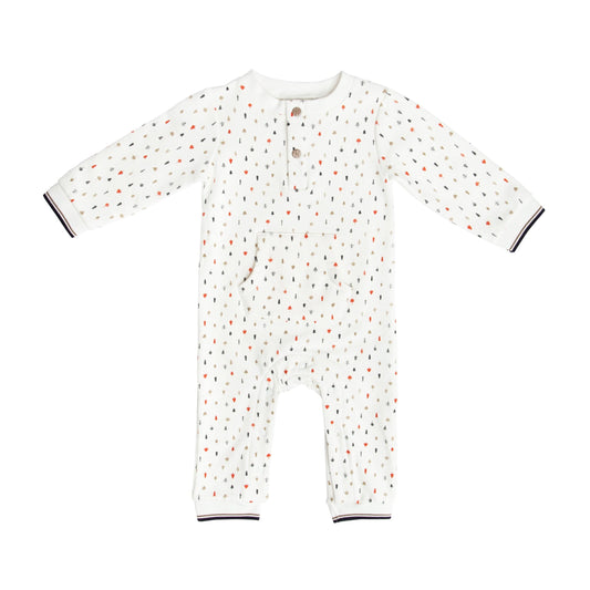 Noukie's One-Pieces Long-sleeved White One-piece with Fir Tree Print
