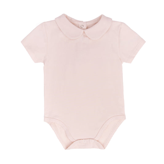 Noukie's One-Pieces Pink Organic Cotton Bodysuit with Peter Pan Collar