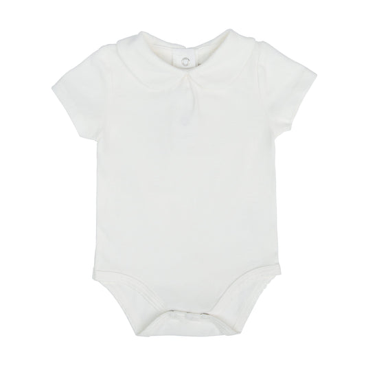 Noukie's One-Pieces White Organic Cotton Bodysuit with Peter Pan Collar