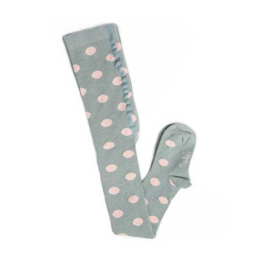 Noukie's Socks + Tights Soft green tights with pink polka dots