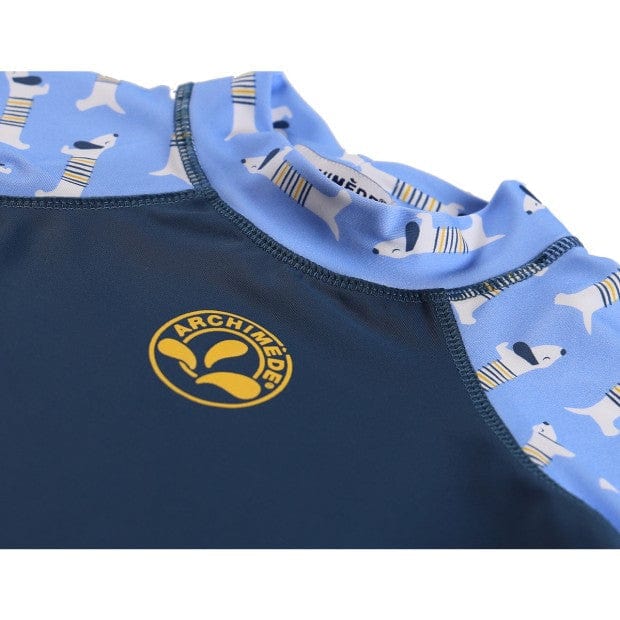 Noukie's Swimwear Blue Short Sleeve UV Swim Shirt with Dog Print