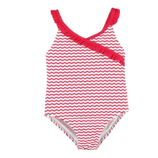 Noukie's Swimwear Pink and White Chevron One-piece Swimsuit
