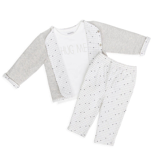 Noukie's Tops 3-piece organic cotton set with reversible jacket