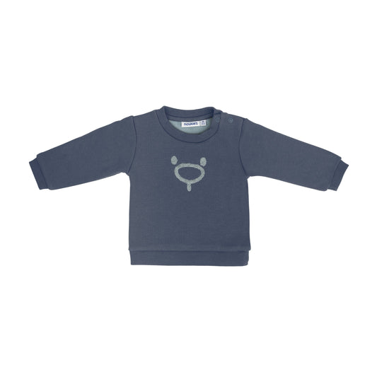 Noukie's Tops Blue sweatshirt with teddy embroidery