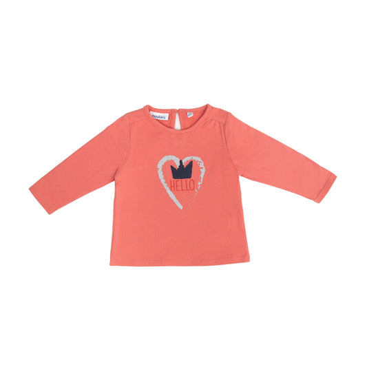 Noukie's Tops Coral  "HELLO" shirt