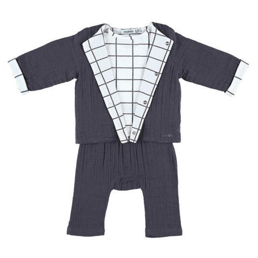 Noukie's Tops Dark Grey 3-piece Set with Reversible Jacket