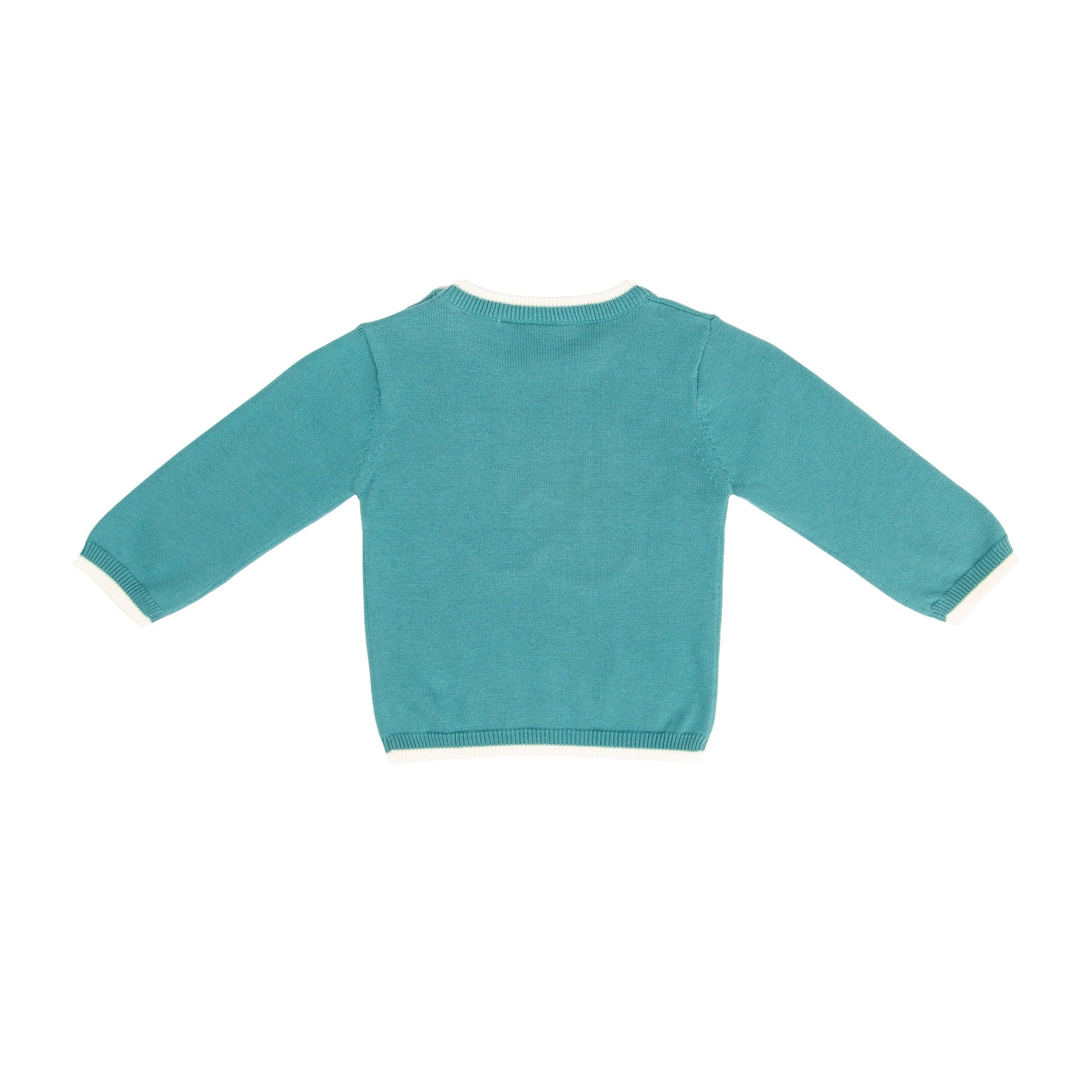 Noukie's Tops Green knit sweater with teddy embroidery