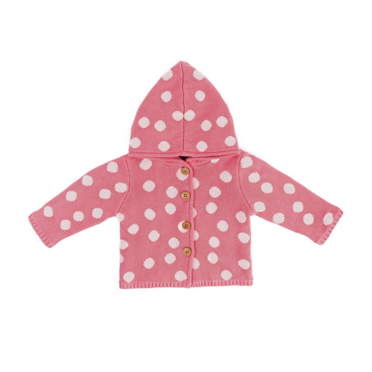 Noukie's Tops Pink polka dot hooded sweater