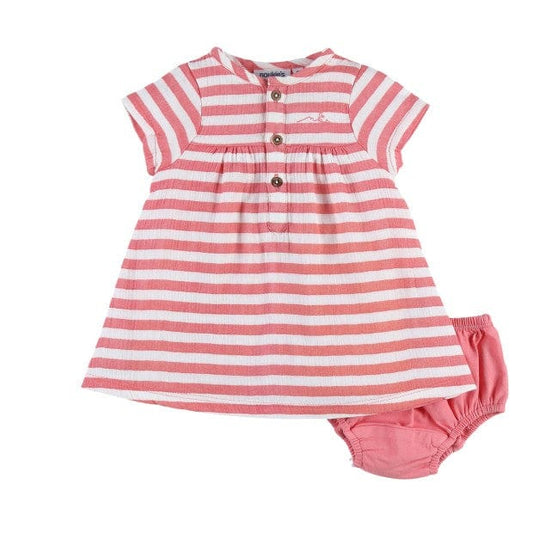 Noukie's Tops Pink stripe organic cotton dress & bloomer set