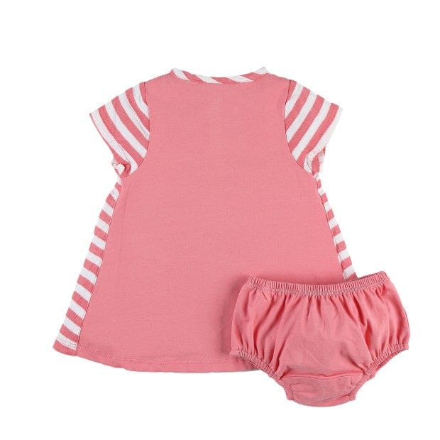 Noukie's Tops Pink stripe organic cotton dress & bloomer set