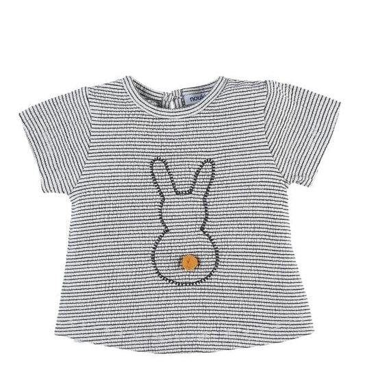 Noukie's Tops Striped jersey t-shirt with rabbit print