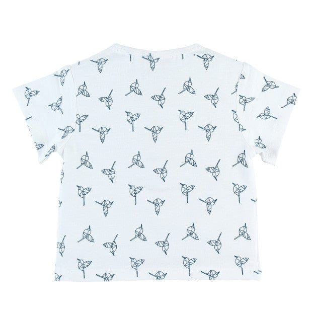 Noukie's Tops White Henley T-shirt with Hummingbird Print
