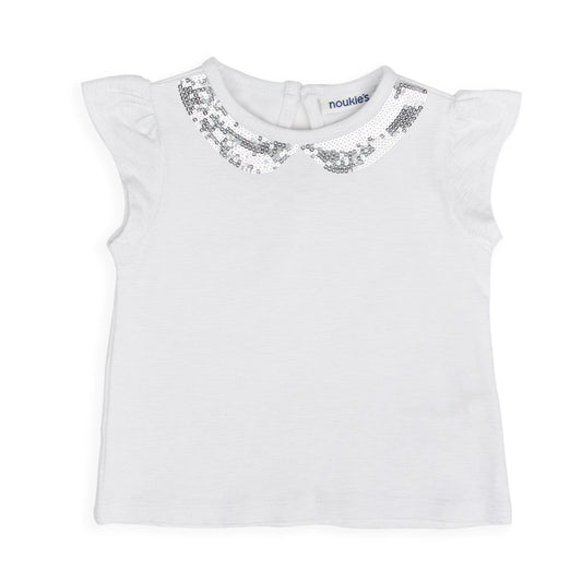 Noukie's Tops White sequin collar t-shirt