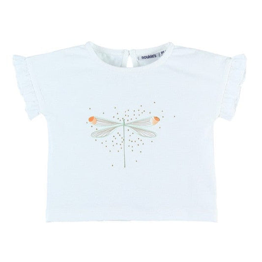 Noukie's Tops White Short Sleeve T-shirt with Dragonfly