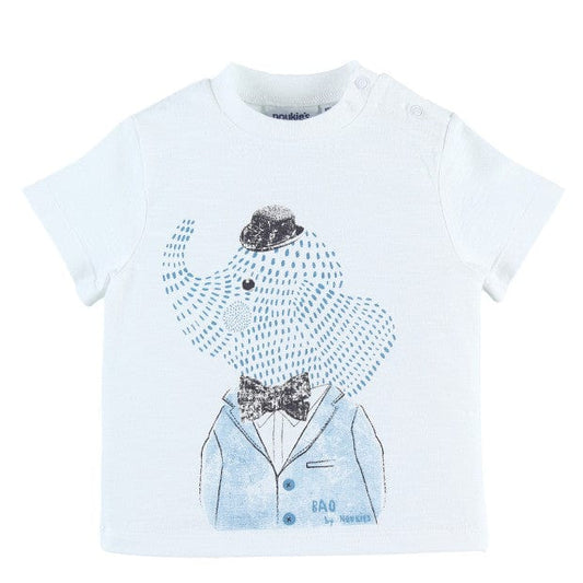 Noukie's Tops White Short Sleeve T-shirt with Elephant