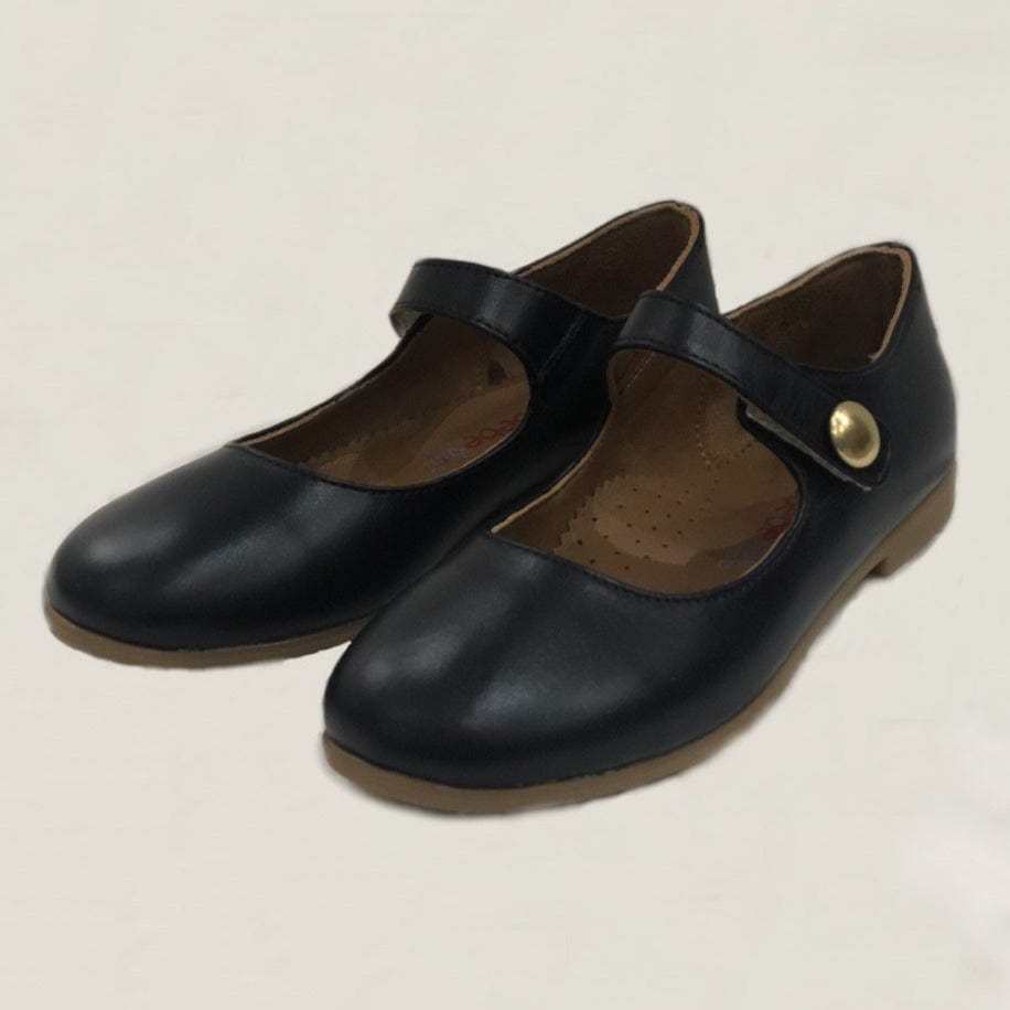 Nubebe Clothing / Footwear 21 (5.5) Nubebe Leather Mary Jane Velcro Shoe, Navy with Gold