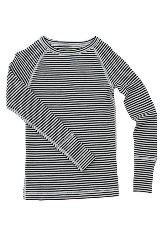 Nui Clothing / Tops 0-3m Nui Organics Merino Thermal Crew, Black & White Stripe