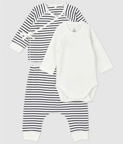 Petit Bateau Clothing / Newborn Set 3M Baby 3-Piece Set - Navy Stripe