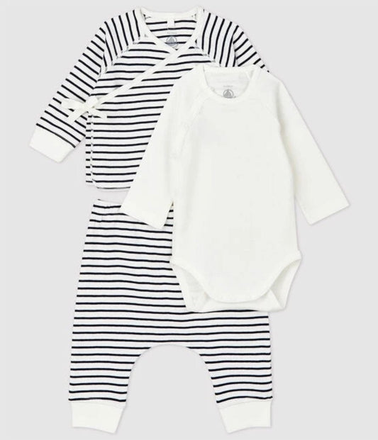 Petit Bateau Clothing / Newborn Set 3M Baby 3-Piece Set - Navy Stripe