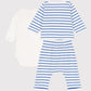 Petit Bateau Clothing / Newborn Set Baby 3-Piece Set - Blue Stripe