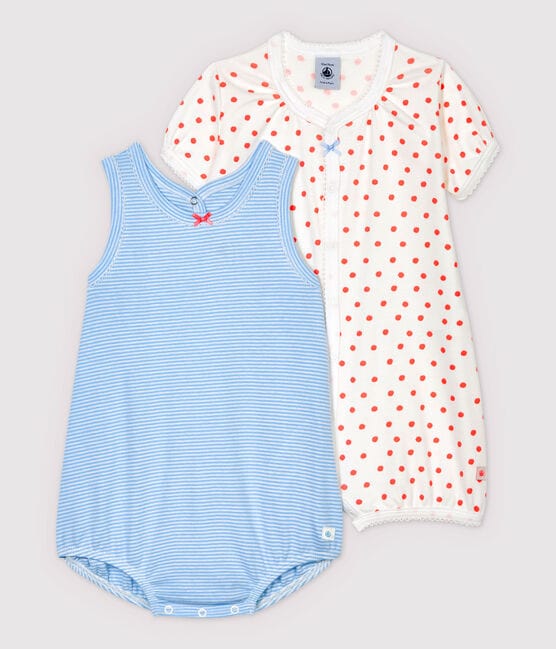 Petit Bateau Clothing / One-pieces 3M Cotton Polka Dots Summer One-piece - 2 Pack
