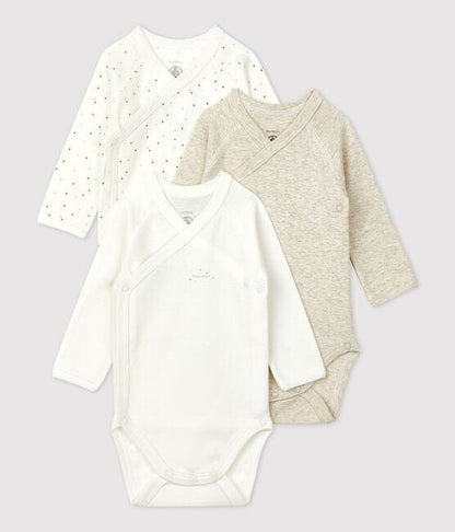 Petit Bateau Clothing / Onesies 3M Long Sleeve Organic Cotton Onesies - 3 Pack