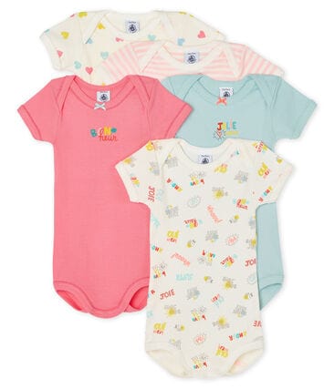 Petit Bateau Clothing / Onesies 3M Short-Sleeved Summer Onesies - 5-Piece Set Pink