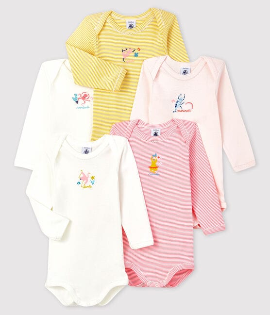 Petit Bateau Clothing / Onesies 6M Long Sleeve Onesies Day of the Week Pink - 5 Pack