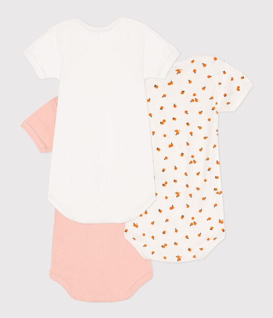 Petit Bateau Clothing / Onesies Orange Print Short Sleeves Onesie - 3-pack