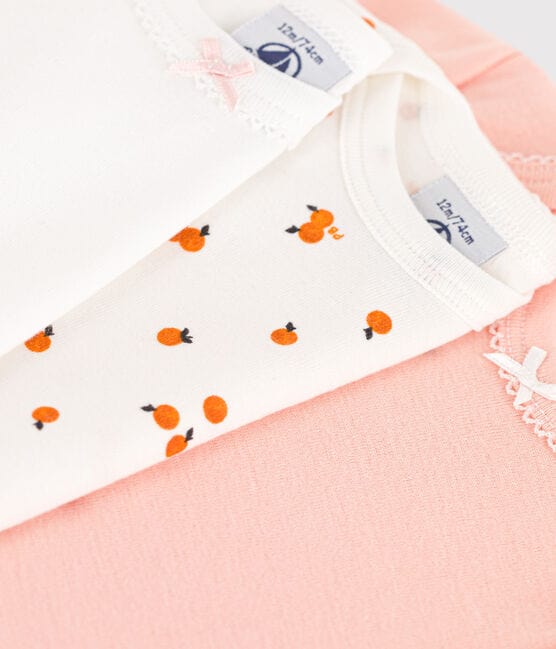 Petit Bateau Clothing / Onesies Orange Print Short Sleeves Onesie - 3-pack