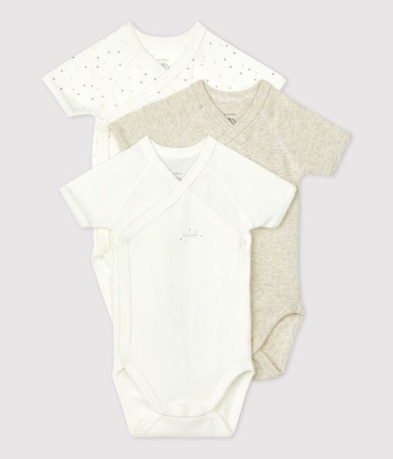 Petit Bateau Clothing / Onesies Short-Sleeved Organic Cotton Grey Onesies - 3-pack