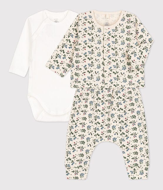 Petit Bateau Clothing / PJs / Footed Sleepers 1M Baby 3-Piece Set - Floral