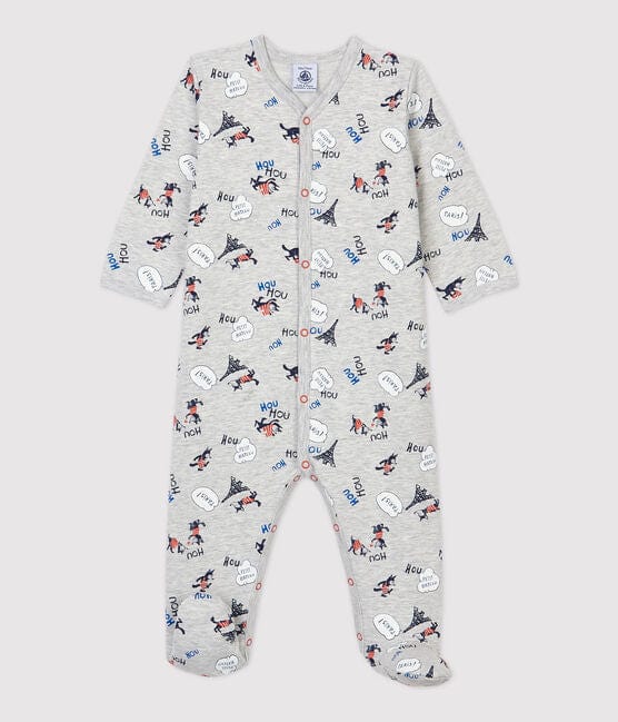 Petit Bateau Clothing / PJs / Footed Sleepers 1M Grey Paris Print Baby Sleeper