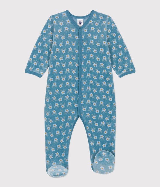 Petit Bateau Clothing / PJs / Footed Sleepers 3M Organic Cotton Floral Velour Sleeper