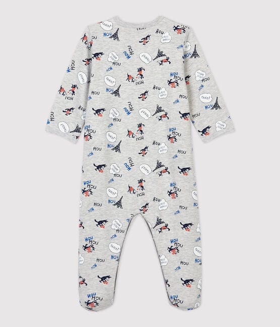 Petit Bateau Clothing / PJs / Footed Sleepers Grey Paris Print Baby Sleeper