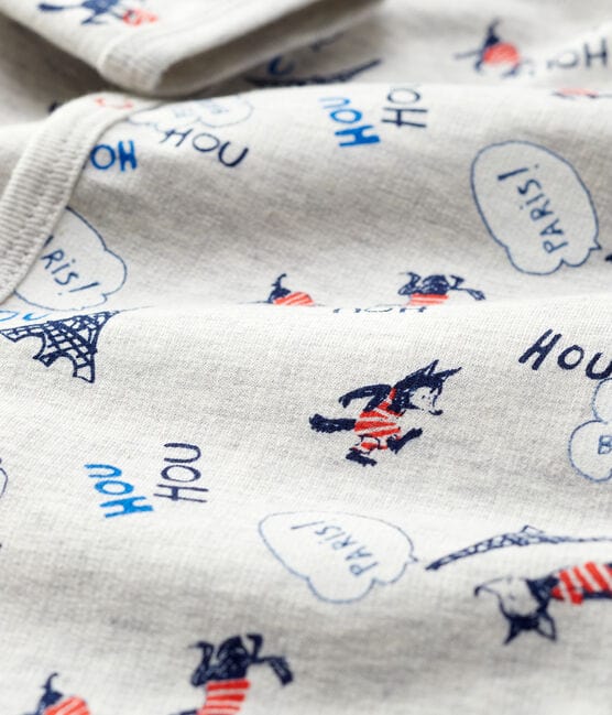 Petit Bateau Clothing / PJs / Footed Sleepers Grey Paris Print Baby Sleeper