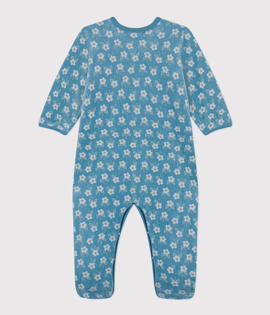 Petit Bateau Clothing / PJs / Footed Sleepers Organic Cotton Floral Velour Sleeper