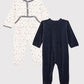 Petit Bateau Clothing / PJs / Footed Sleepers Set of 2 Velour Footed Sleepers - Navy and Letters