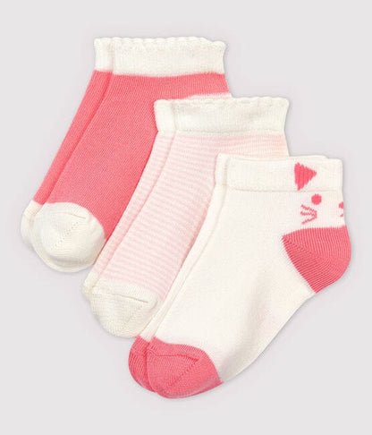 Petit Bateau Clothing / Socks 3/4Y (23/26) Pink Ankle Socks (3-Pack)
