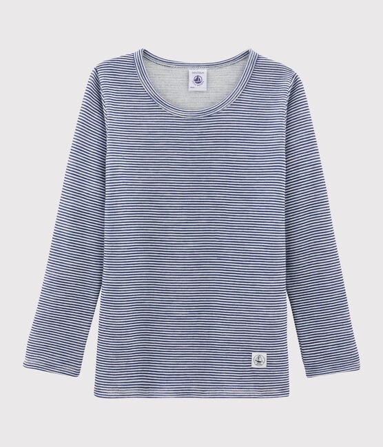 Petit Bateau Clothing / Tops 2Y Pinstriped Long-sleeved Wool/Cotton T-shirt - Blue