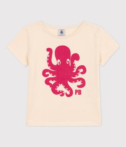 Petit Bateau Clothing / Tops 3Y Short-Sleeved Flocked T-Shirt - Pink