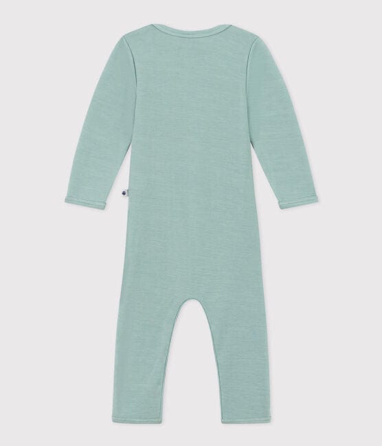 Petit Bateau Clothing / Tops Baby Long Bodysuit in Cotton/Wool - Green