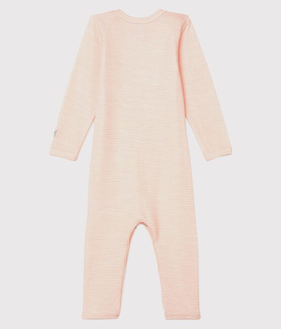 Petit Bateau Clothing / Tops Baby Striped Long Bodysuit in Cotton/Wool - Pink