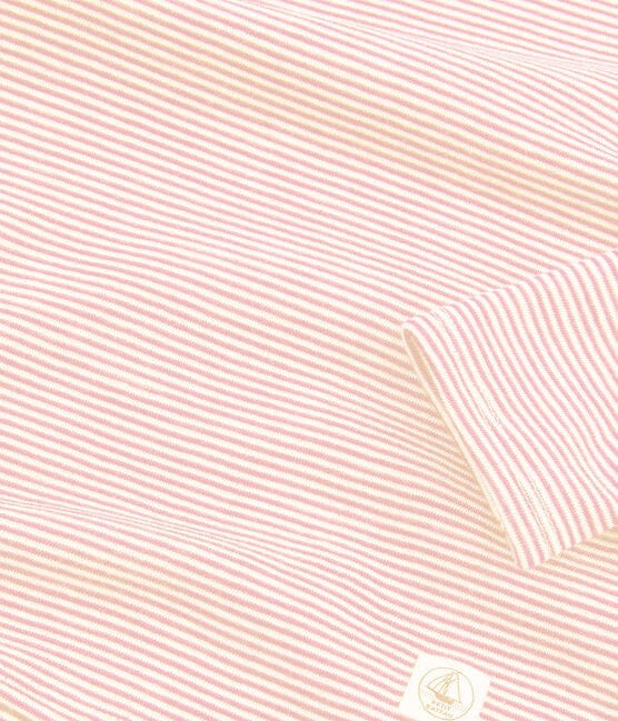Petit Bateau Clothing / Tops Pinstriped Long-sleeved Wool/Cotton T-shirt - Pink