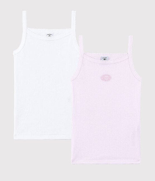Petit Bateau Clothing / Underwear 2Y Pink Pinstriped Organic Cotton Undershirt - 2-PACK