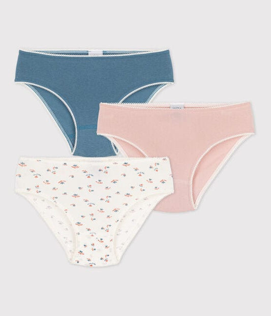 Petit Bateau Clothing / Underwear 4Y Floral Cotton and Elastane Underwear - 3-Pack