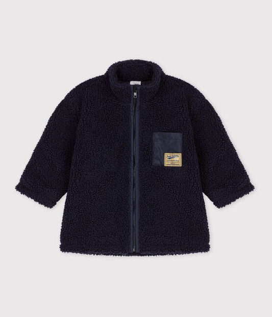 Petit Bateau Outerwear 6M Baby Navy Recycled Faux Fur Jacket